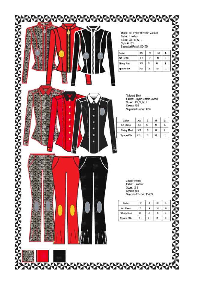 Fashion line sheet example