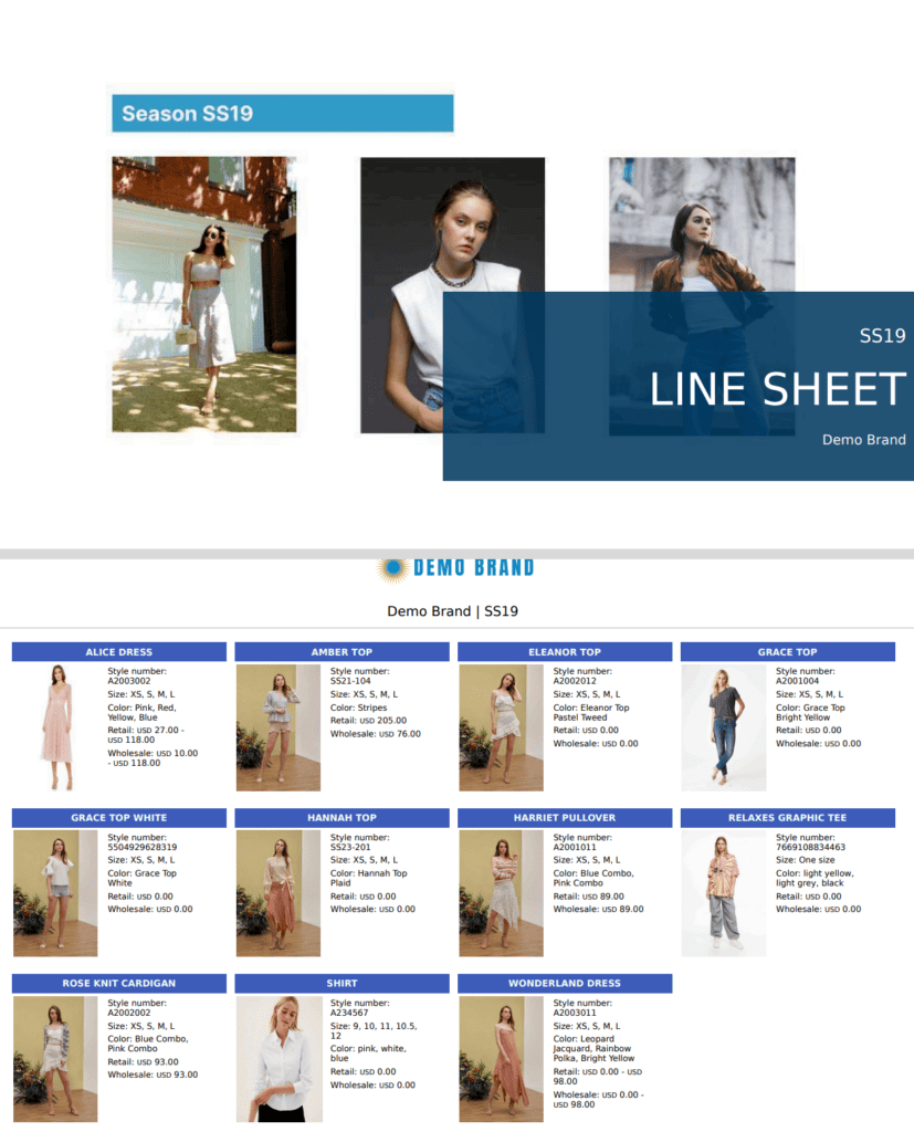 Linesheet Templates for Fashion Businesses Uphance
