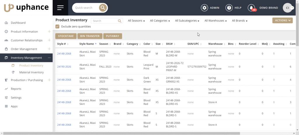 Fashion inventory software